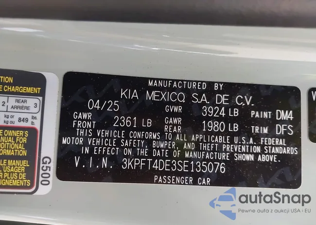 3KPFT4DE3SE135076: 42770749