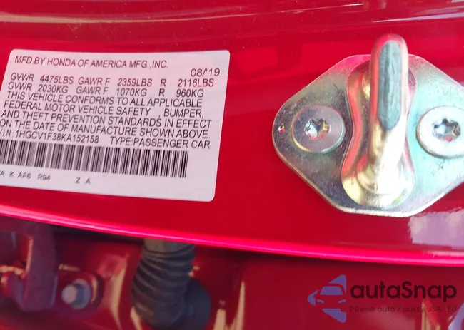 1HGCV1F38KA152158: 42770853