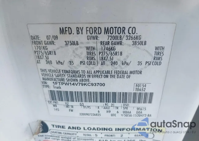 1FTPW14V79KC93700: 42772310