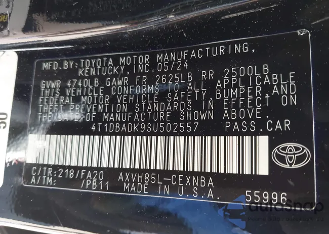 4T1DBADK9SU502557: 42772357