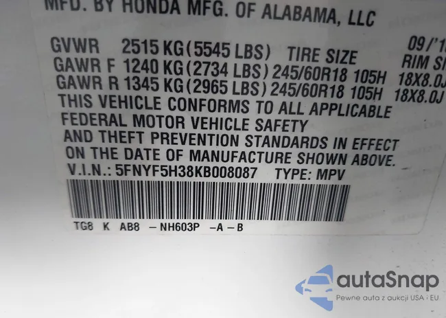 5FNYF5H38KB008087: 42772529