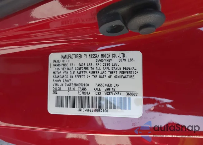 JN1CV6FE2BM952100: 42772607