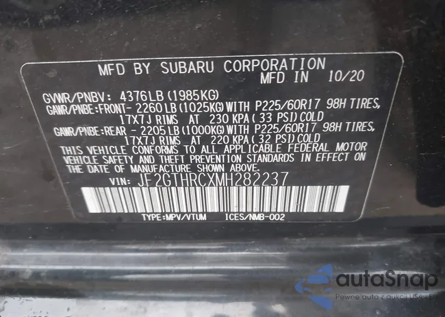 JF2GTHRCXMH282237: 42772623