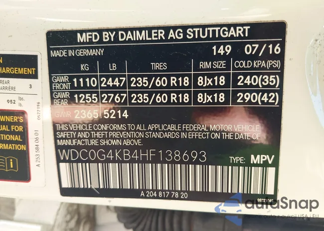 WDC0G4KB4HF138693: 42771923