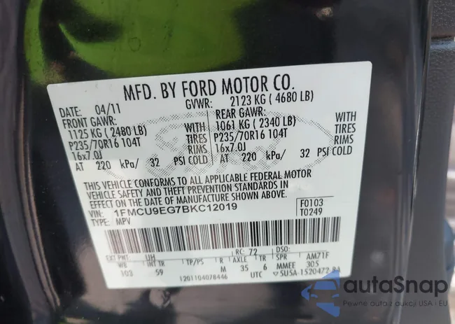 1FMCU9EG7BKC12019: 42772012