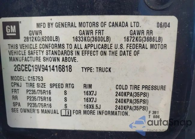 2GCEC19V941416818: 42773228