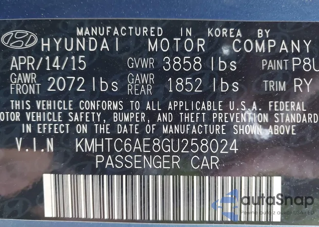 KMHTC6AE8GU258024: 42773277