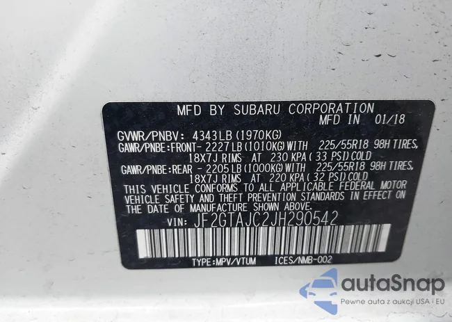 JF2GTAJC2JH290542: 42773504