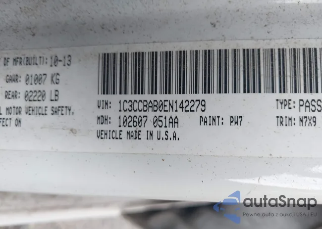 1C3CCBAB0EN142279: 42773544