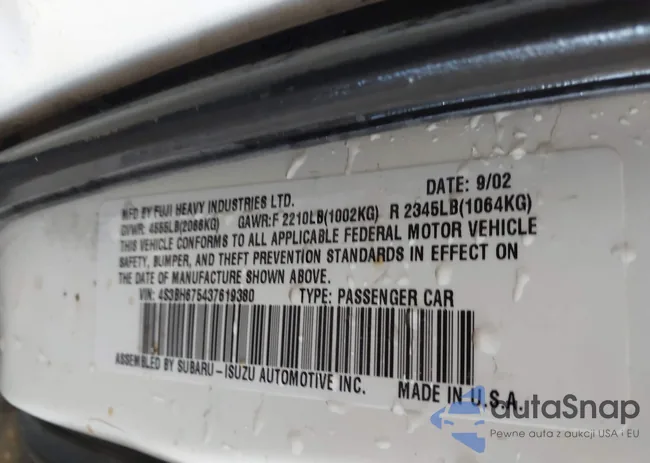 4S3BH675437619380: 42773626