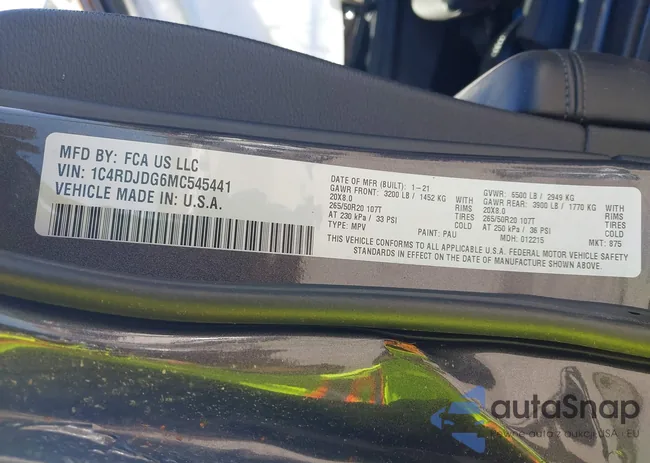 1C4RDJDG6MC545441: 42772868