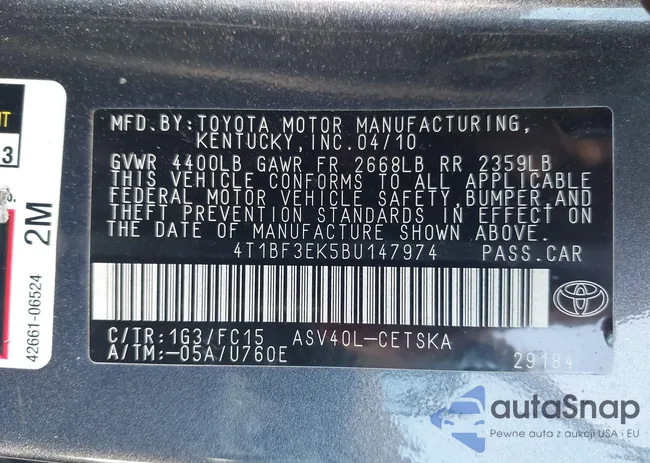 4T1BF3EK5BU147974: 42773678