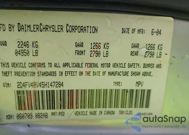 2D4FV48V45H147284: 42773807