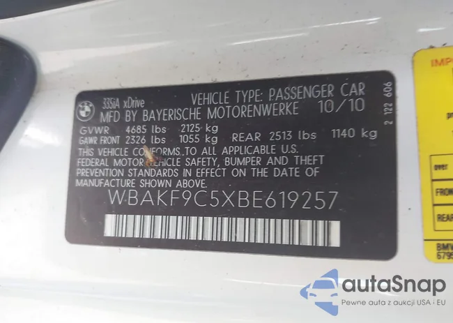 WBAKF9C5XBE619257: 42773924