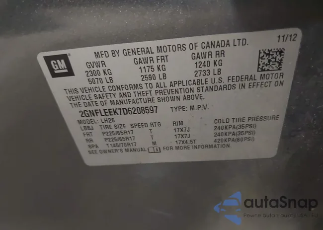 2GNFLEEK7D6208597: 42775460