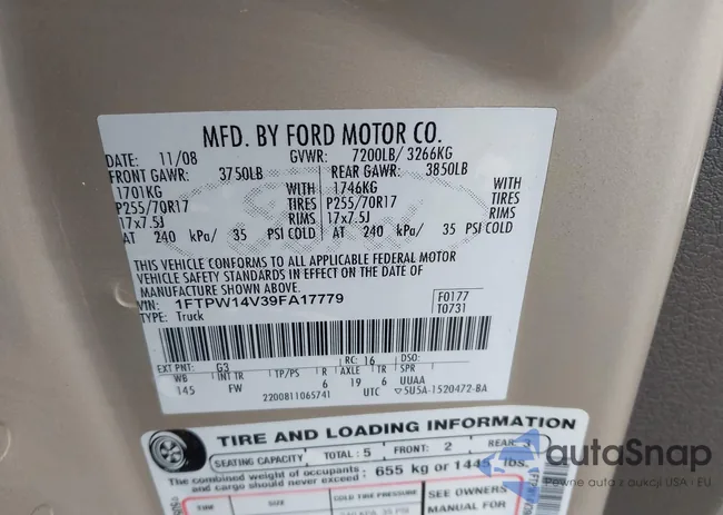 1FTPW14V39FA17779: 42776167