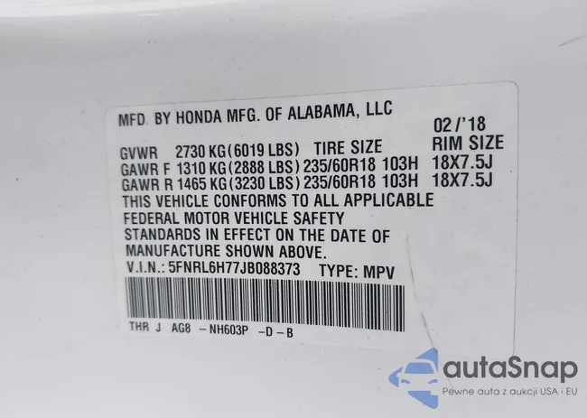 5FNRL6H77JB088373: 42776387