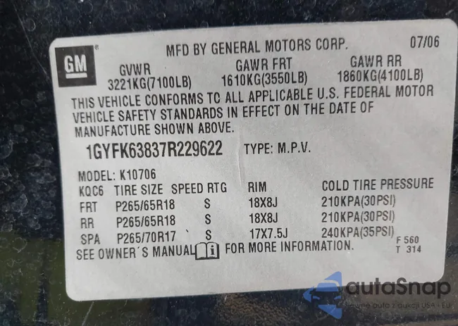 1GYFK63837R229622: 42776496