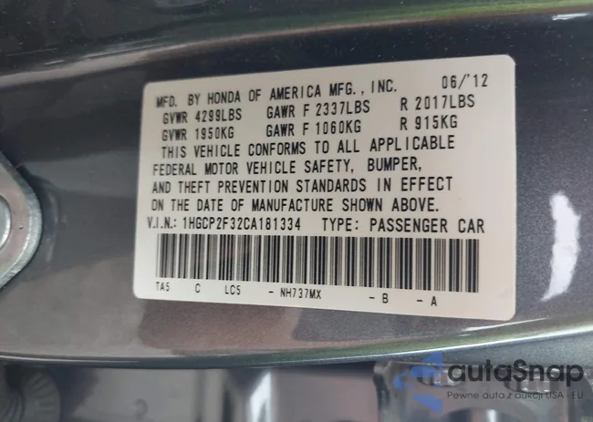 1HGCP2F32CA181334: 42775607