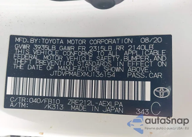 JTDVPMAEXMJ136154: 42775645