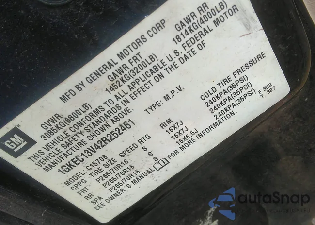 1GKEC13V42R252461: 42777047