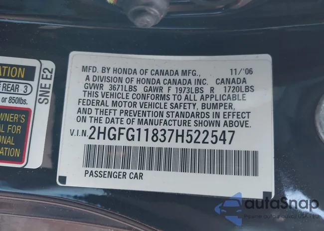 2HGFG11837H522547: 42777517