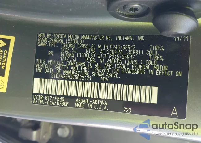 5TDZA3EH2CS022121: 42776617