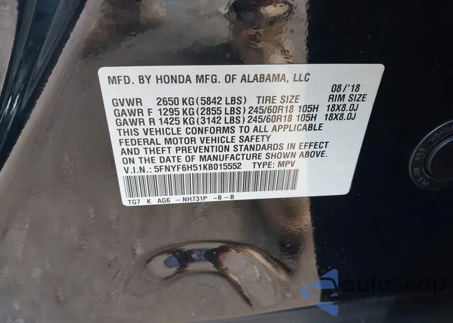 5FNYF6H51KB015552: 42776630