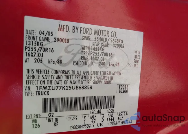 1FMZU77K25UB68858: 42776653