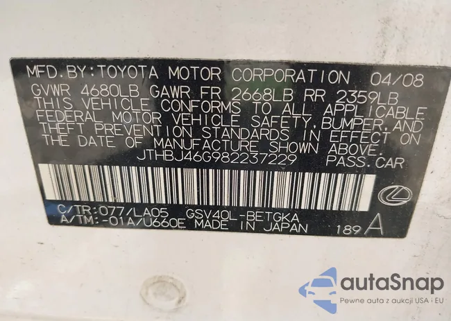 JTHBJ46G982237229: 42776670