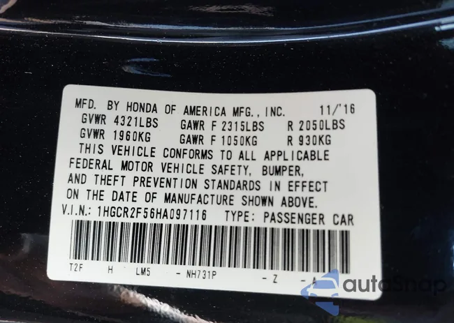 1HGCR2F56HA097116: 42776754