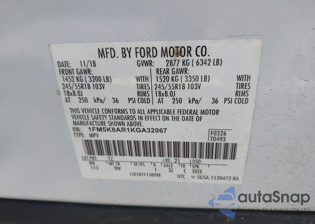 1FM5K8AR1KGA32067: 42778301