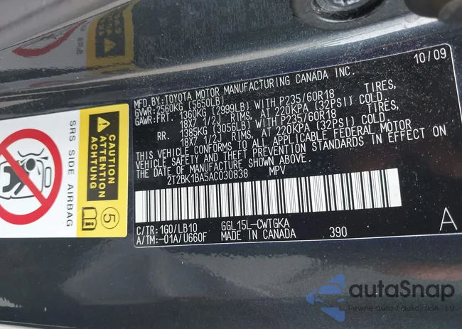 2T2BK1BA5AC030838: 42778319