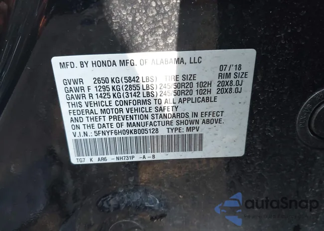 5FNYF6H09KB005128: 42778425