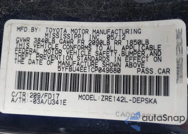 5YFBU4EE1CP049680: 42777738