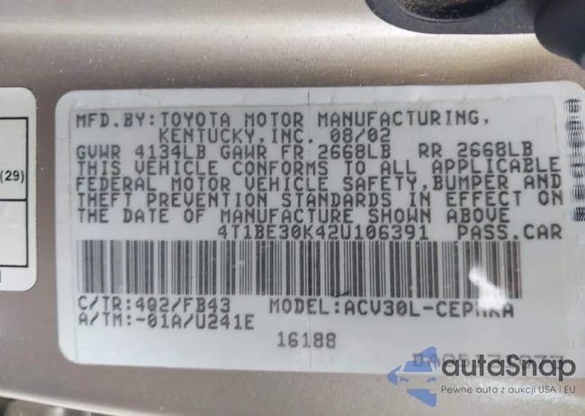 4T1BE30K42U106391: 42779294