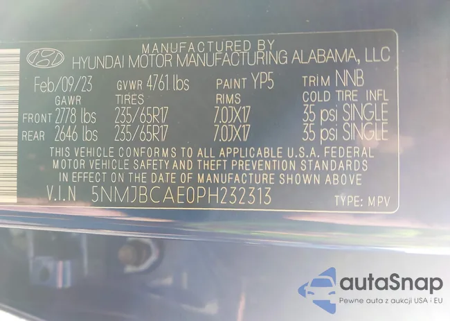 5NMJBCAE0PH232313: 42779483