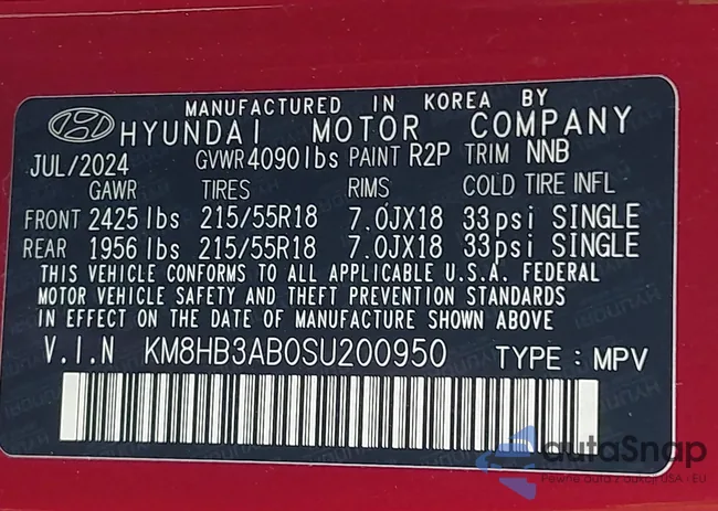 KM8HB3AB0SU200950: 42778889