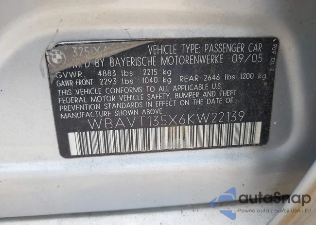 WBAVT135X6KW22139: 42780030