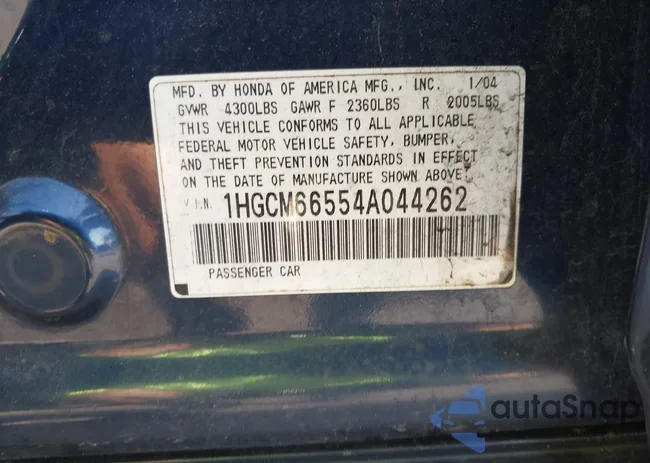 1HGCM66554A044262: 42780181