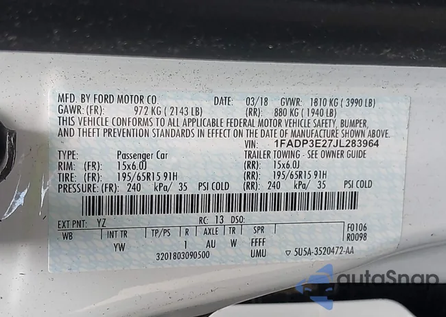 1FADP3E27JL283964: 42780194