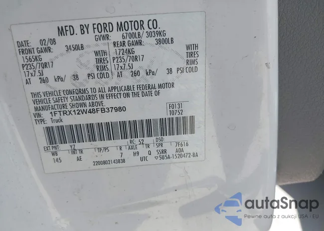 1FTRX12W48FB37980: 42780459