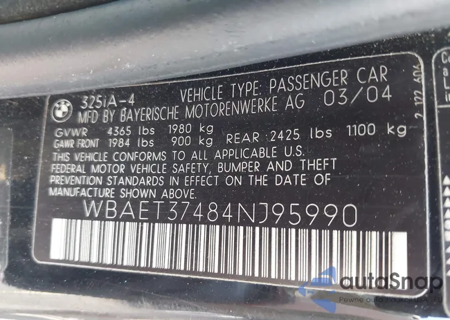 WBAET37484NJ95990: 42779657