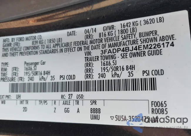 3FADP4BJ4EM226174: 42779668