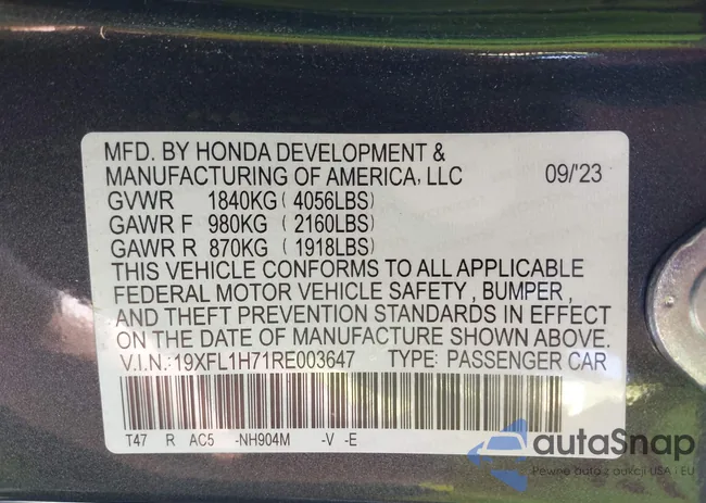 19XFL1H71RE003647: 42779718