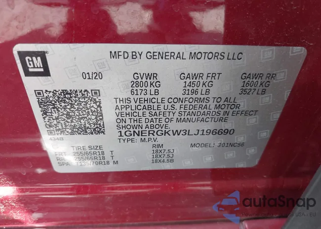 1GNERGKW3LJ196690: 42779819