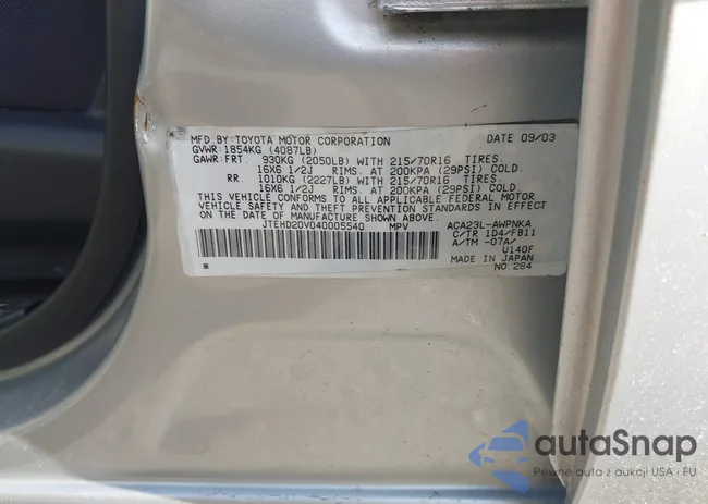 JTEHD20V040005540: 42779903