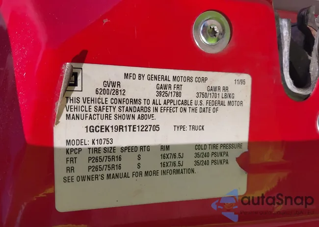 1GCEK19R1TE122705: 42779953