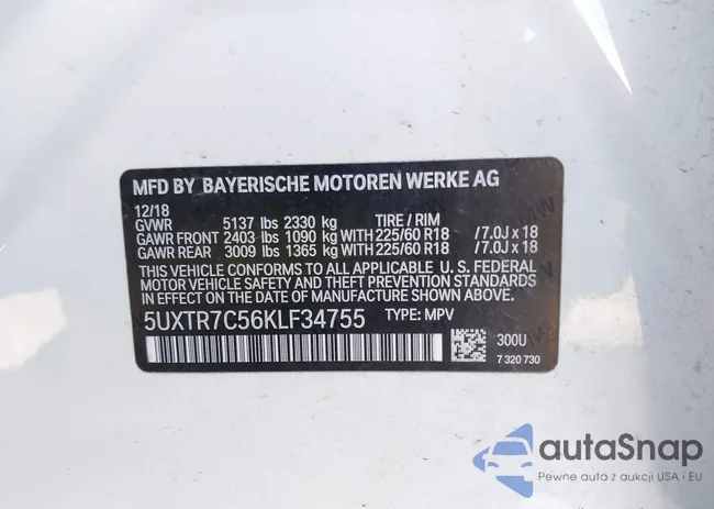 5UXTR7C56KLF34755: 42781038