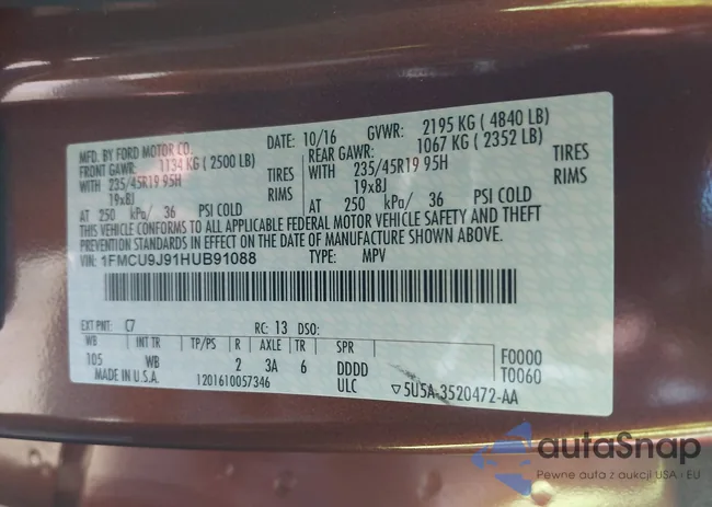 1FMCU9J91HUB91088: 42781142